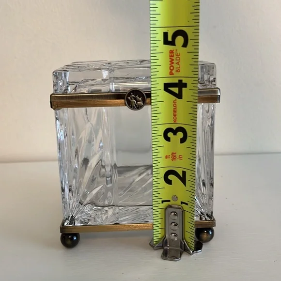 Vintage Cut Crystal Brass Hinged Jewelry Casket Box Vanity  Castilian Imports - Picture 7 of 11